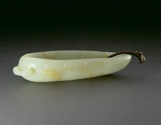 Pinselwascher in Form eines Bananenblatts am Stiel, späte Ming- bis frühe Qing-Dynastie